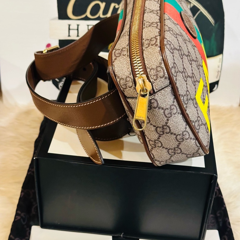 🔥RARE GUCCI GG SUPREME MONOGRAM FAKE/NOT Belt Bag Coated Canvas Full Inclusion - Picture 13 of 14